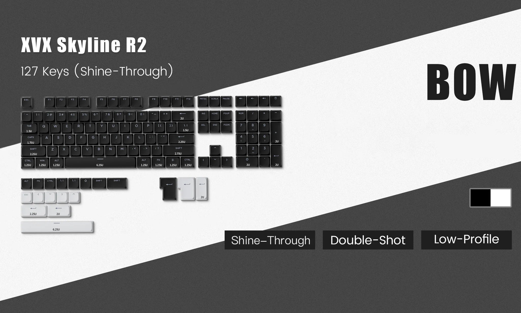 XVX Skyline R2 - Low Profile PBT Double-Shot Keycap Set